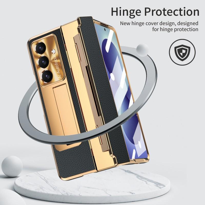 Galaxy Z Fold8 Ultra Protective Case With Flat Hinge Design Vegan Leather Cover Shockproof Stand Support