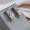 Kinel Rose Gold Color Flower Shape Stud Earrings For Women Silver Plated Zircon Wedding Earring