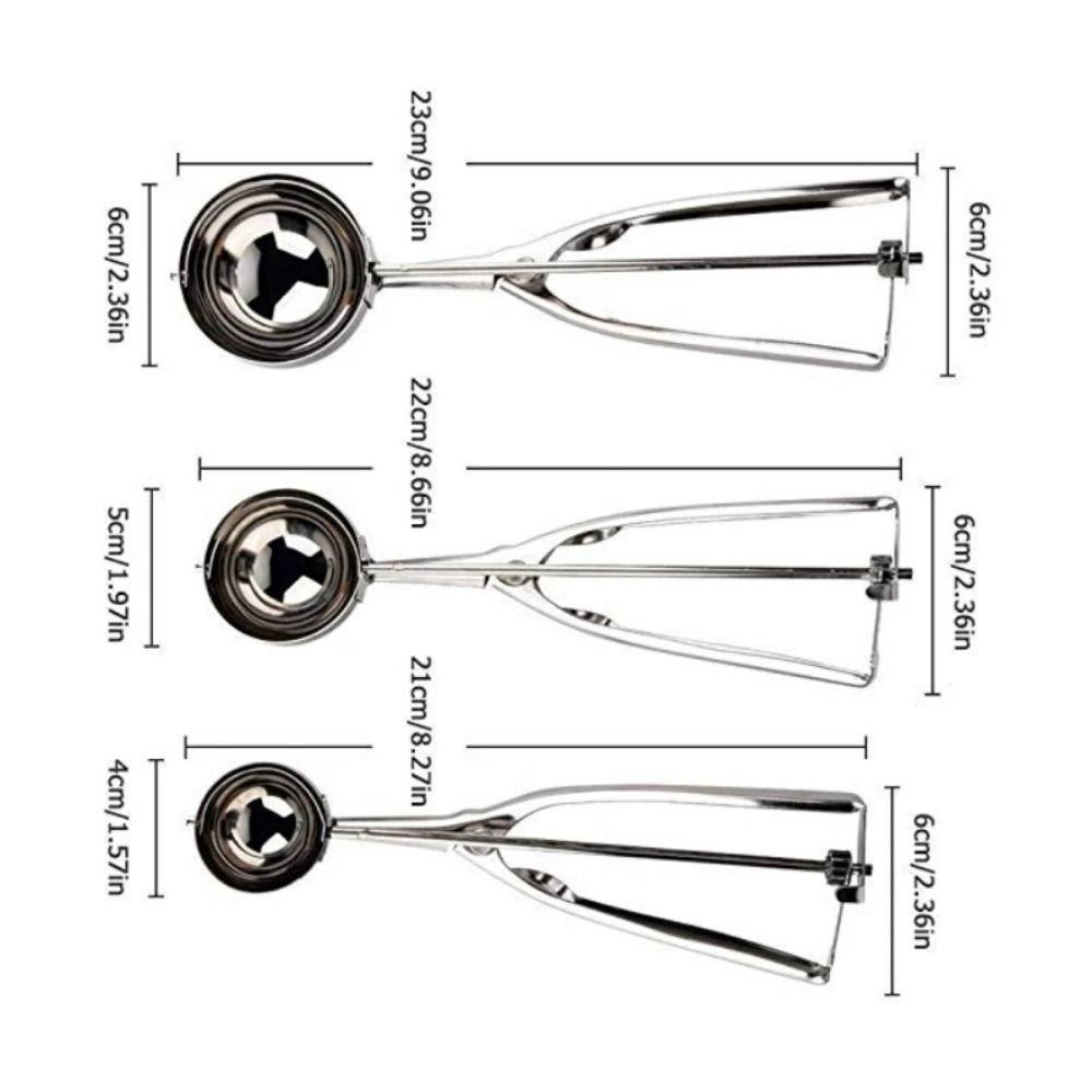 3Pcs/Set Mash Ice Cream Scoop Stainless Steel Ice Ball Digger Watermelon Ball Scoop  Dough