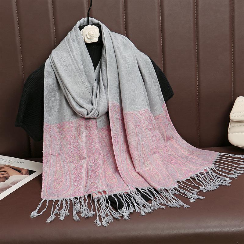 Jacquard Retro Ethnic Style Human Cotton Cashew Shawl Spring And Autumn Fringed Long Decorative Scarf