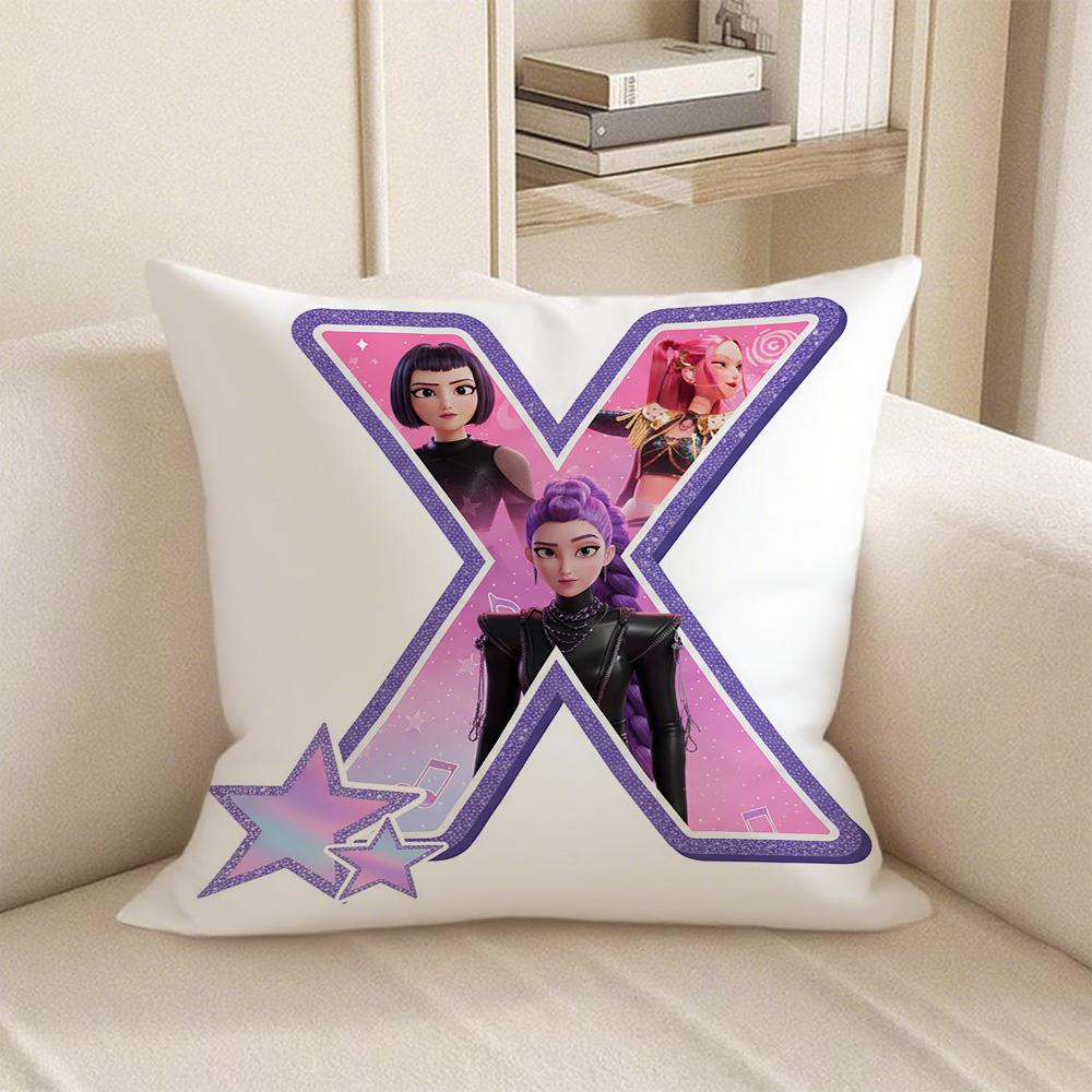KPop Demon Hunters anime Style 26 letters popular Character Pillowcase fashion Home Decoration Items