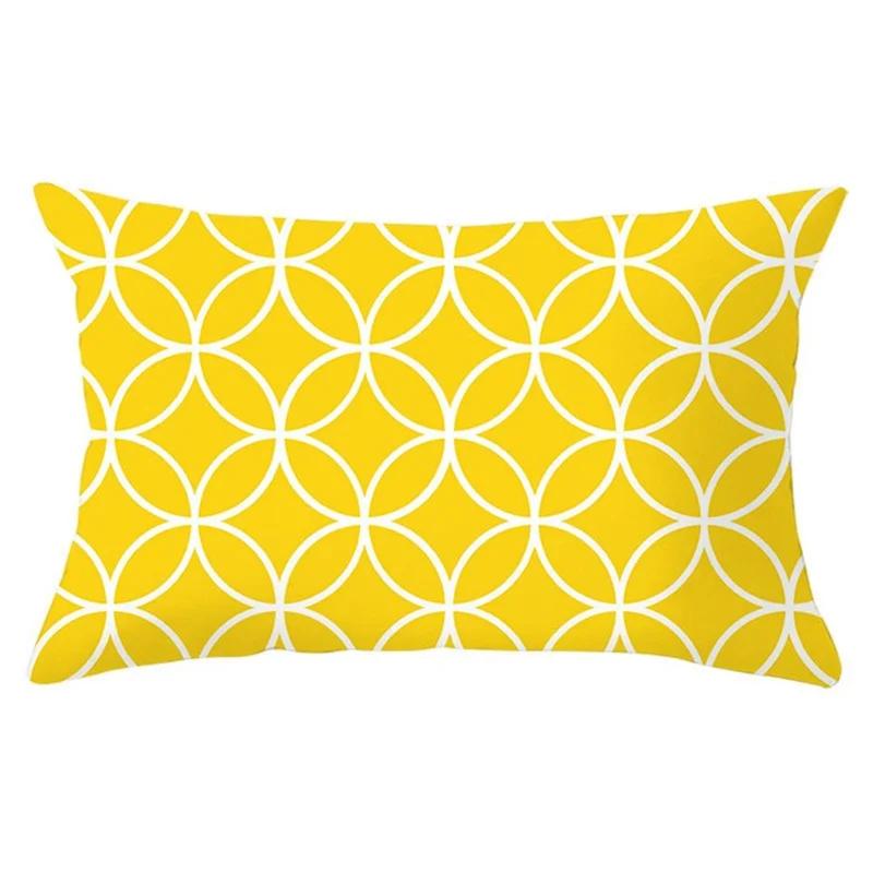 Yellow Geometric Living Room Bedroom Office Pillowcase Rectangular Cushion Cover Home Decor