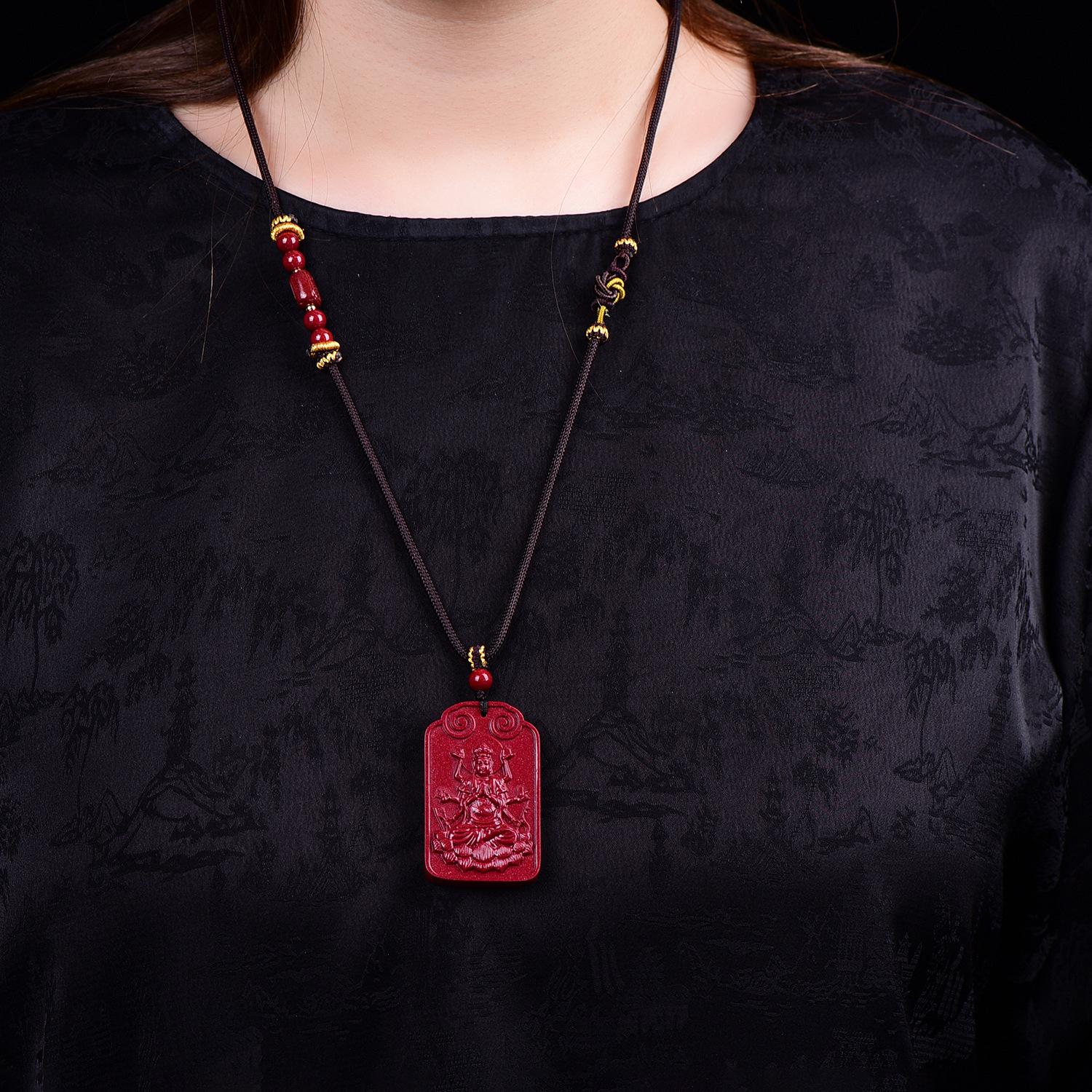 Cinnabar Dou Mu Yuan Jun Pendant Necklace - High Quality Charm for Sweater or Collarbone Chain. High Content Cinnabar (about 80%)