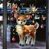 1 Stück Rentier und Buntes Lichtmuster Weihnachtsfenster Statisch Haftender Aufkleber für Glastür Festival Hausdekoration Wasserdicht