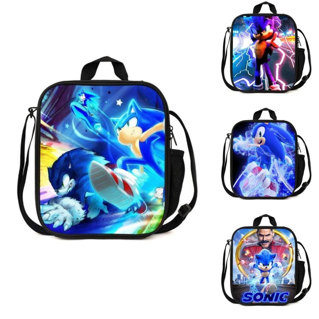 Sonic Hedgehog Lunch Box Bag Stylish Shoulder Bag For Kids Adults Large Capacity Travel Bag