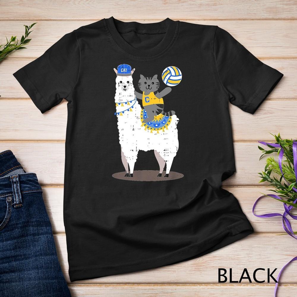 Volleyball Llama Cat Cool Cute Birthday Gift Idea Outfit Unisex T-shirt XL