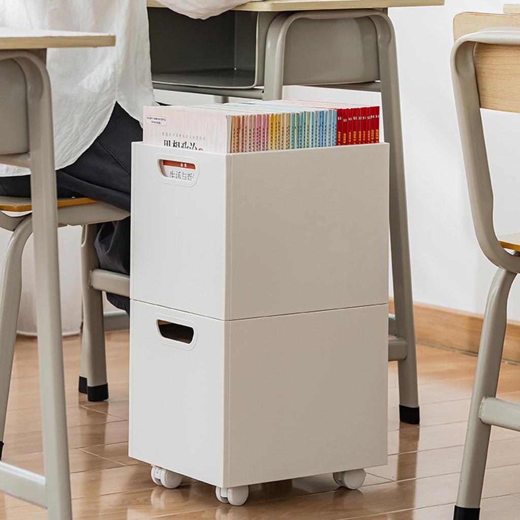 Book Storage Box with Pulley Under the Table Large Capacity Book Organizer Plastic Storage Basket for Office School