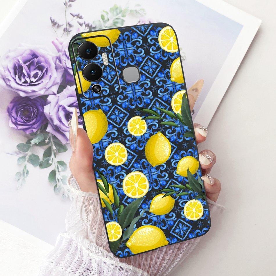 For Infinix Hot 12 Play 12i Cute Flower Butterfly Cat Painted Case For Infinix Hot12i 12Play Black Silicone Soft Phone Cases