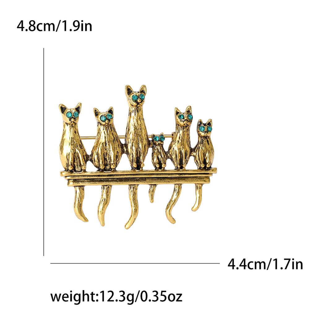 Vintage Enamel Cat Brooches for Women Rhinestone Animal Kitten Pins Event Party Gifts Backpack Decoration Clothes Accessories