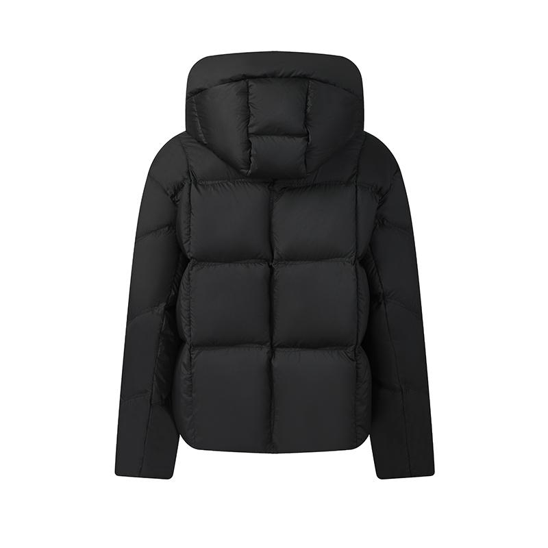 FILA White Casual Commuter Classic Simple Comfortable Versatile Stretchy Goose Down Warm Hooded Jacket Women outerwear Black F11W543916FBK