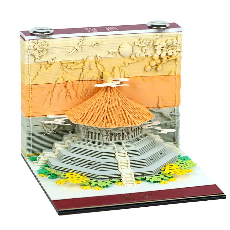 Laojun Mountain 3D Paper Sculpture Souvenir: Cultural Scenic Spot Gift with Sticky Notes