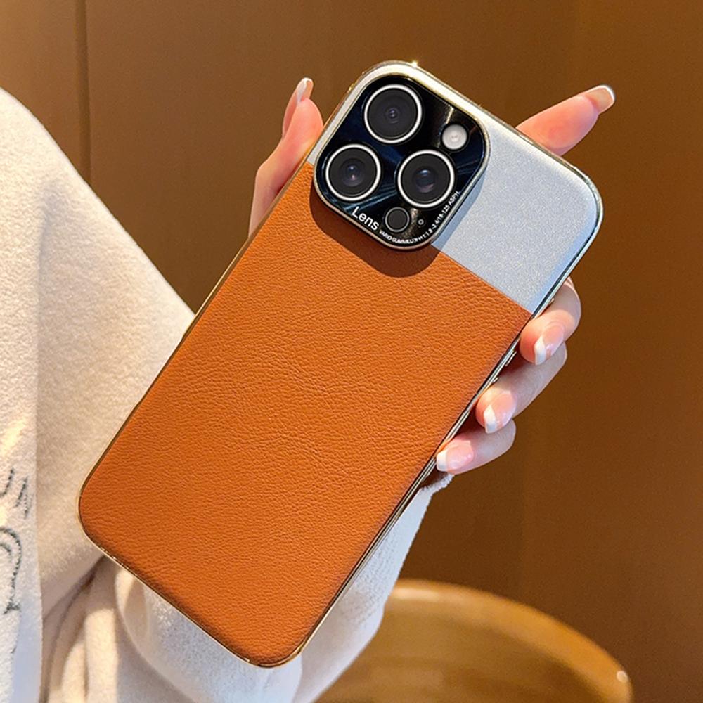 For iPhone 16 Pro Case Desert Silver Moon Electroplated Gold PC+PU Leather Phone Back Cover