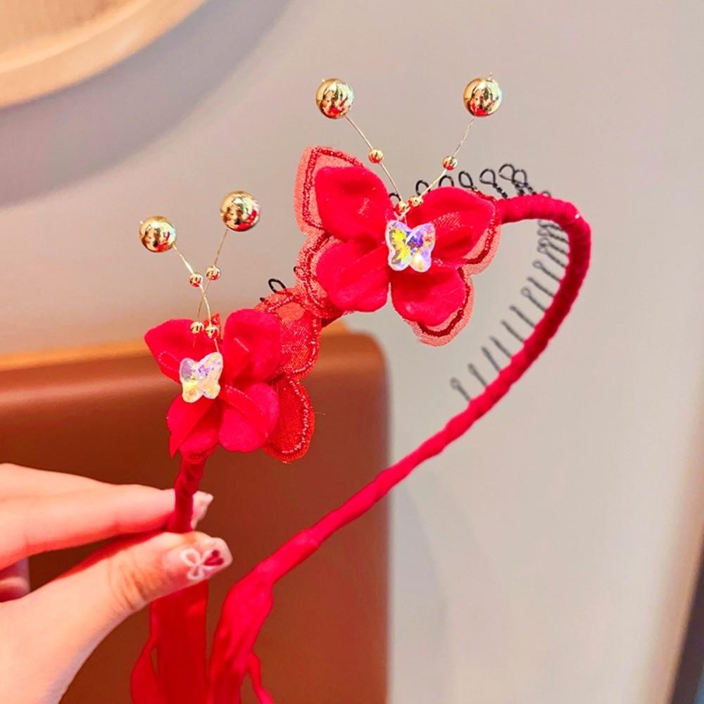 Tassel Chinese Style Headband Plush Ball New Year Hair hoop Elegant Ancient Headwear  Wedding