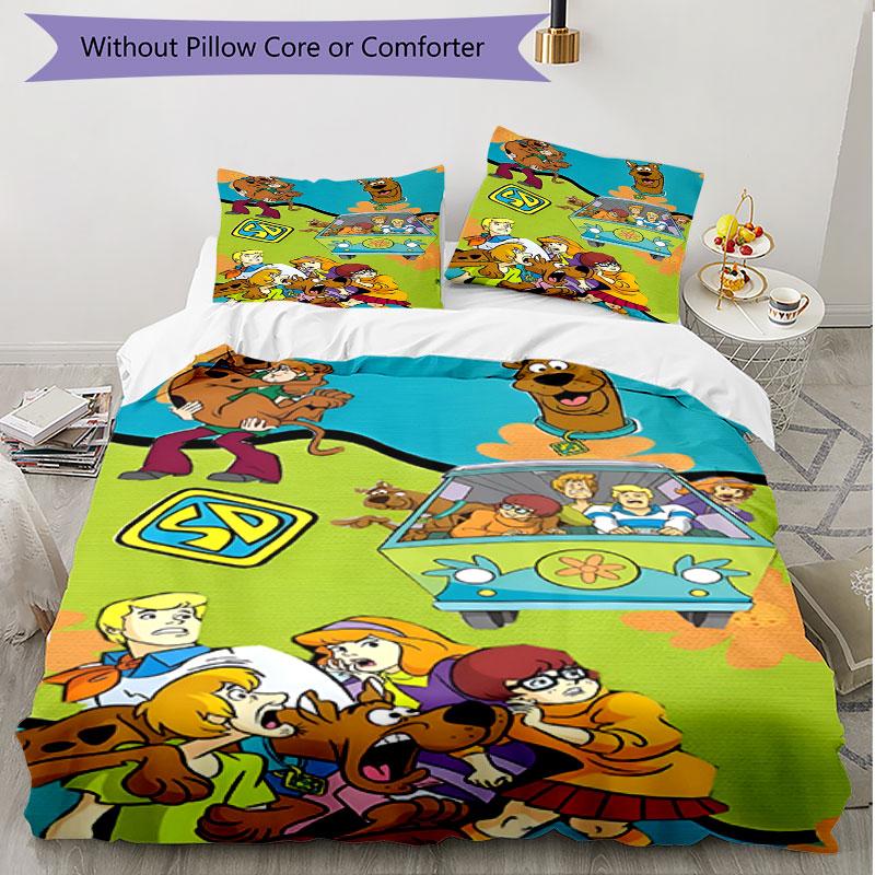 3pcs Duvet Cover Set (1*Duvet Cover + 2*Pillowcase, Without Core), Scooby Print Soft All‑Season Bedding Set, Home Bedroom Decor Gift