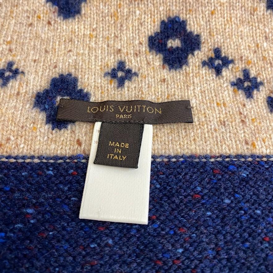LOUIS VUITTON LV logo cashmere Scarf beige cashmere mens Used