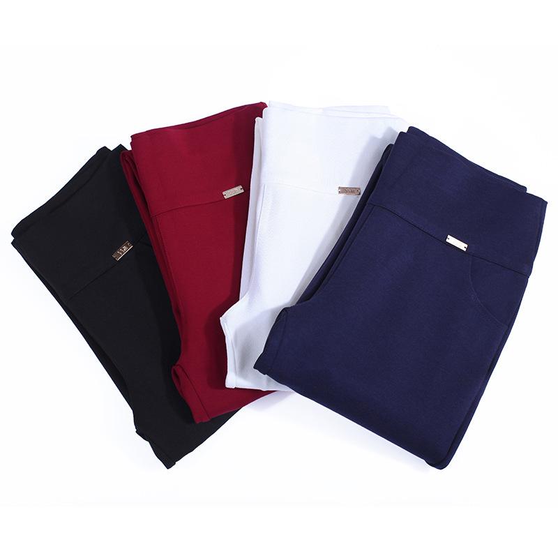 Elastic High Waist White Slimming Leggings for Plus Size Women - Summer Wear