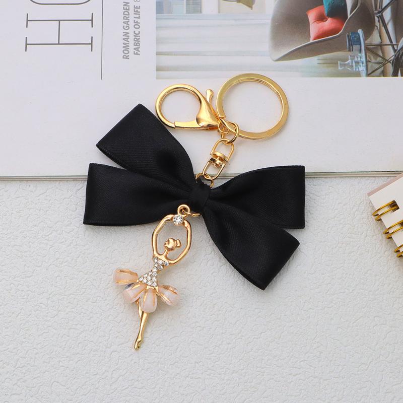 Big Bowtie Pendant Keychain Glittering Crystal Ballet Dancer Keyring Bag Hanging Decor Bridesmaid Gift for Wedding Guests