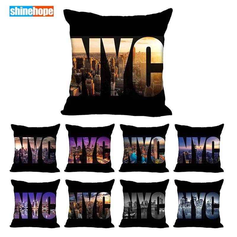 Individuelle New York City Quadratische Kissenhülle Individuelle Reißverschluss-Kissenbezughülle 45X45cm(Eine Seite)