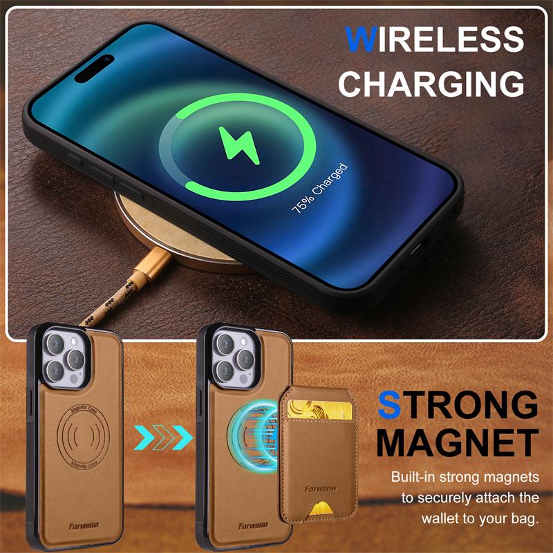 Luxury Leather Wallet Phone Case for iPhone 16 15 Pro 14 13 12Pro 11 XS Pro Max XR Compatible Magnetic MagSafe Wireless Charging