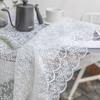 Französischer Stil Spitze Transparentes Netz Tischdecke, Rechteckiges Polyester Strickgewebe mit Blumenmuster, Maschinell gefertigt für Weihnachts-Feiertags-Essdekor