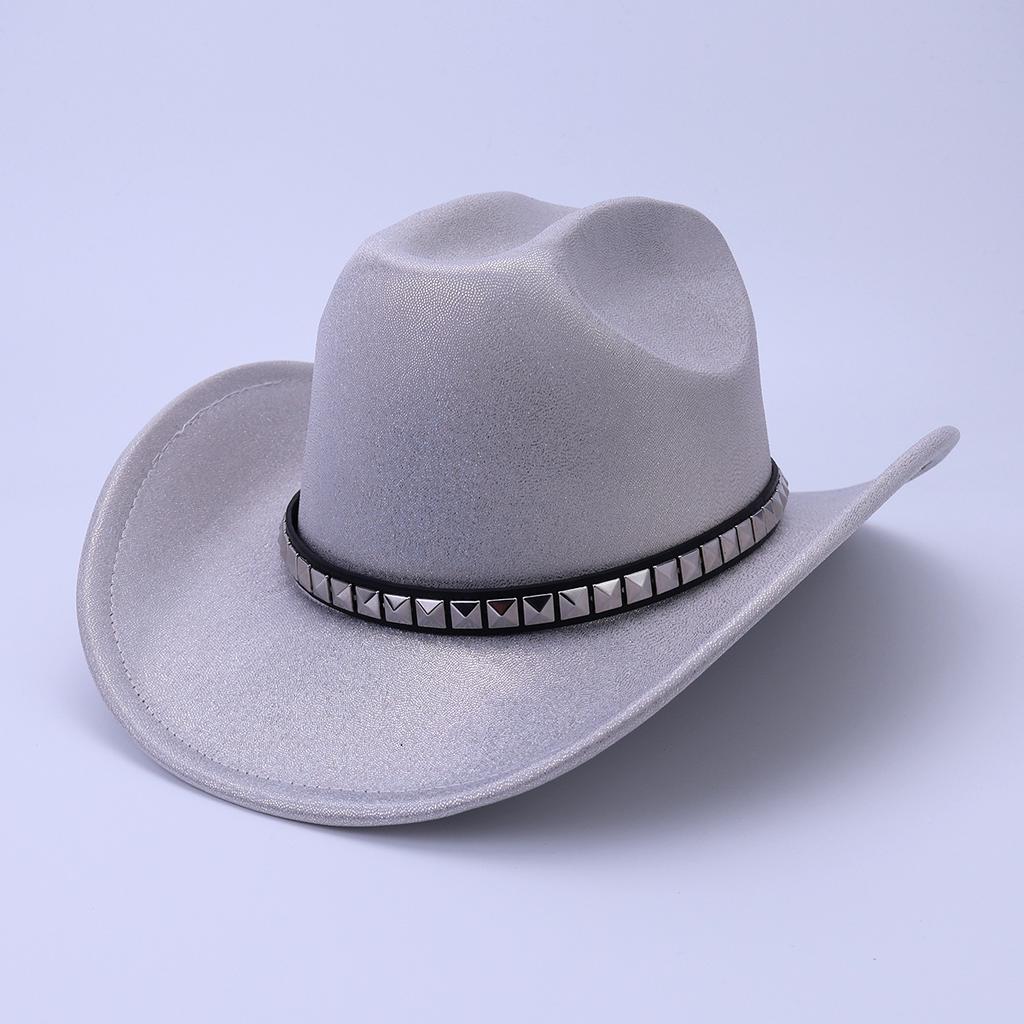 British Classic Jazz Hat Autumn And Winter Bright Top Hat Women'S Fashion Versatile Upturned Edge Hat European And American Style Western Cowboy Hat
