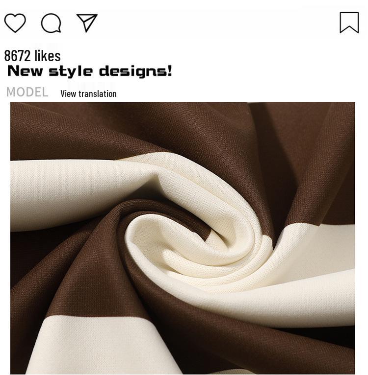 2025 Spring & Fall Trendy Loose Striped Double Pique Sweatshirt Unisex Hong Kong Style