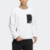 Adidas Fleece Crew Sweatshirt With Logo Pocket Unisex Sweatshirts White HN2073