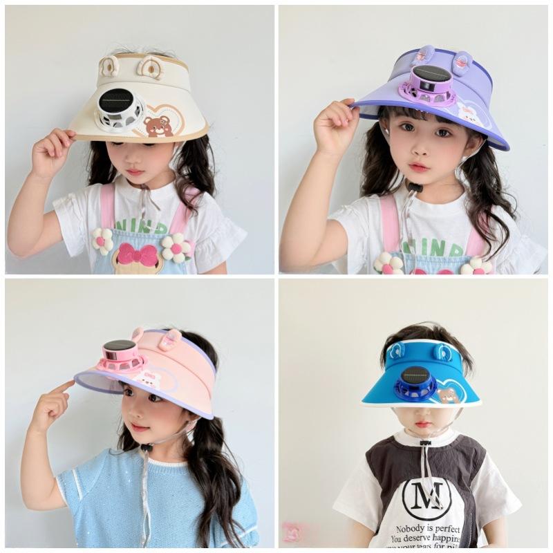 Solar Fan Hat Children's Sun Protection Hat Boys and Girls Summer UV Sky Top Hat Baby Sun Hat