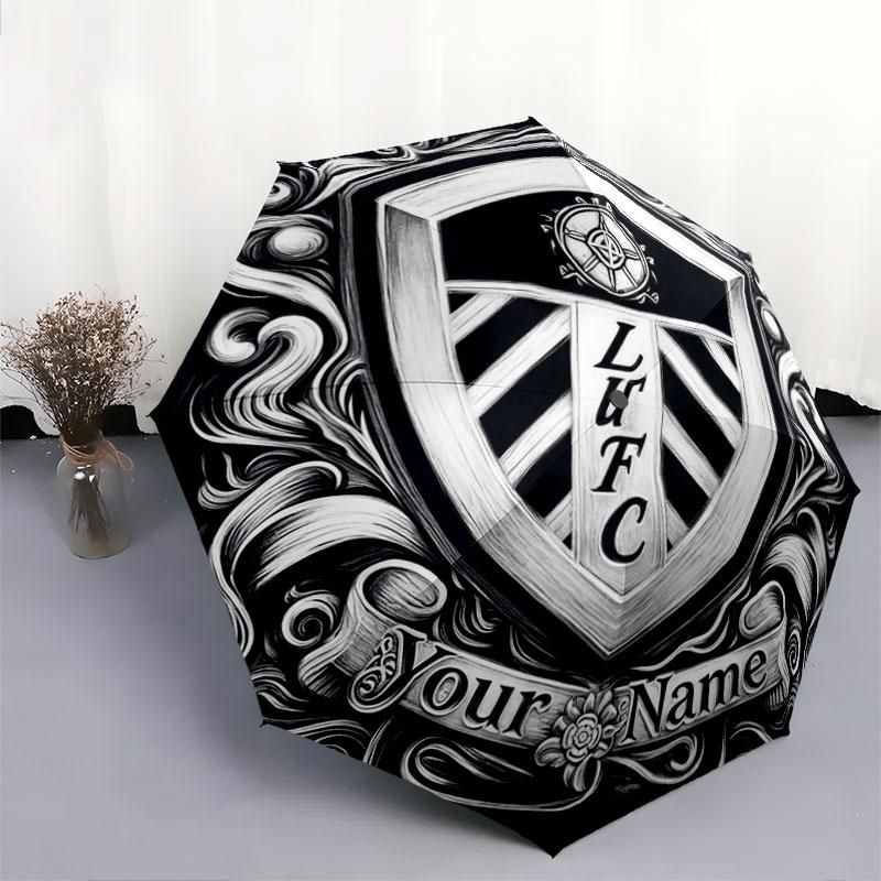 1 PC Automatic Folding Umbrella - Leeds United Custom Name Pattern, Portable & Foldable Design with 8 Ribs, Christmas Birthday Gifts
