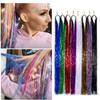 Hippie Decor Glitter Strips Party Headdress Tinsel Sparkle Silk Wig Long Straight Sparkly Ponytail
