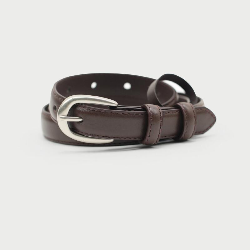 Fashion Designer Women s Ultra Thin Belt 1.8CM Genuine Leather Waistband with Silver Buckle for All Occasions 100cm кофейный