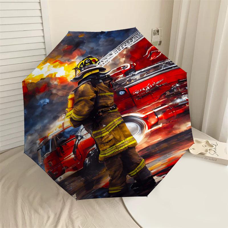 

1PC firefighter firetruck Umbrella-8-Rib Reinforced, Automatic Open, Lightweight & Durable, Fashion Accessory for Outdoor-D393
