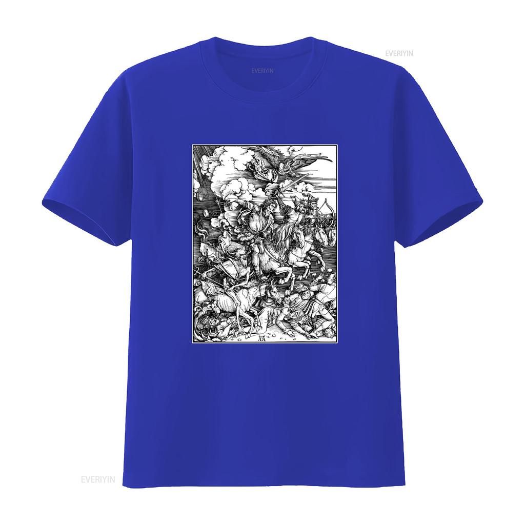 Albrecht Durer Four Horsemen of the Apocalypse German Renaissance Art Woodcut Religious Gothic T Shirt vintage Washed Versatile