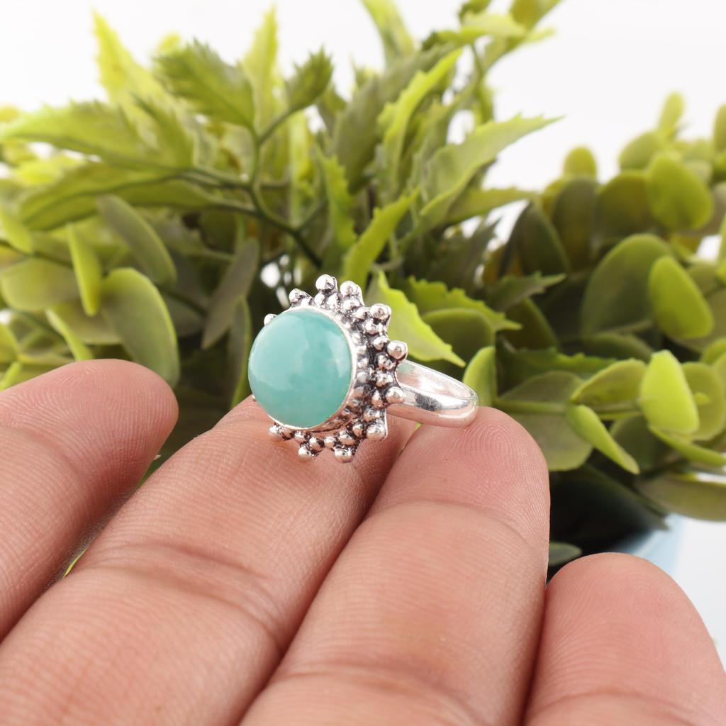 Amazonit Schmuck, 925 Sterlingsilber, Handgefertigter Attraktiver Ring, Boho Amazonit Edelstein Spiritueller Ring Für Frauen
