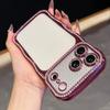 KEYSION Plating Transparent Wavy Rhinestone Phone Case for iPhone 13 14 15 16 17 Pro Max Air 16 Plus Lens Protector Shockproof Cover