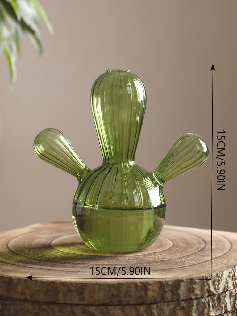 Glass Vase With Cactus Shaped Design Exquisite Workmanship Table Centerpiece Plant Vase For Dining Room Home Decorations Gifts