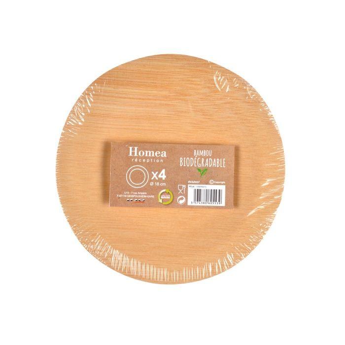 Set de 4 assiettes a dessert en bambou