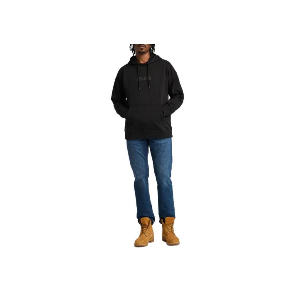 Timberland Logo Pullover Hoodie Loose Fit Drop Shoulder Long Sleeve Sweatshirt Men Hoodies Black TB0A695B0011