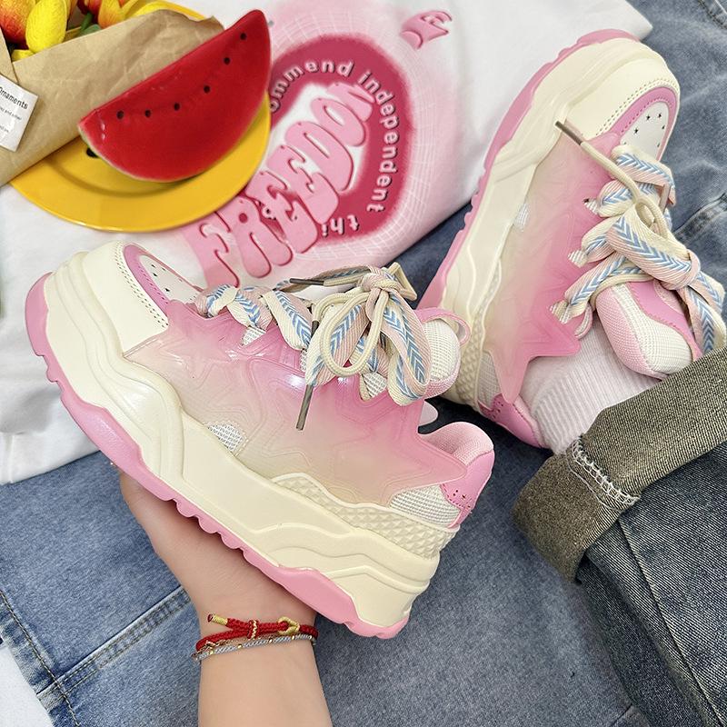 Męskie Sneakersy z Kaczuszkami na Lato 2025: Codzienne buty sportowe inspirowane celebrytami, na grubej podeszwie, dodające wzrostu.