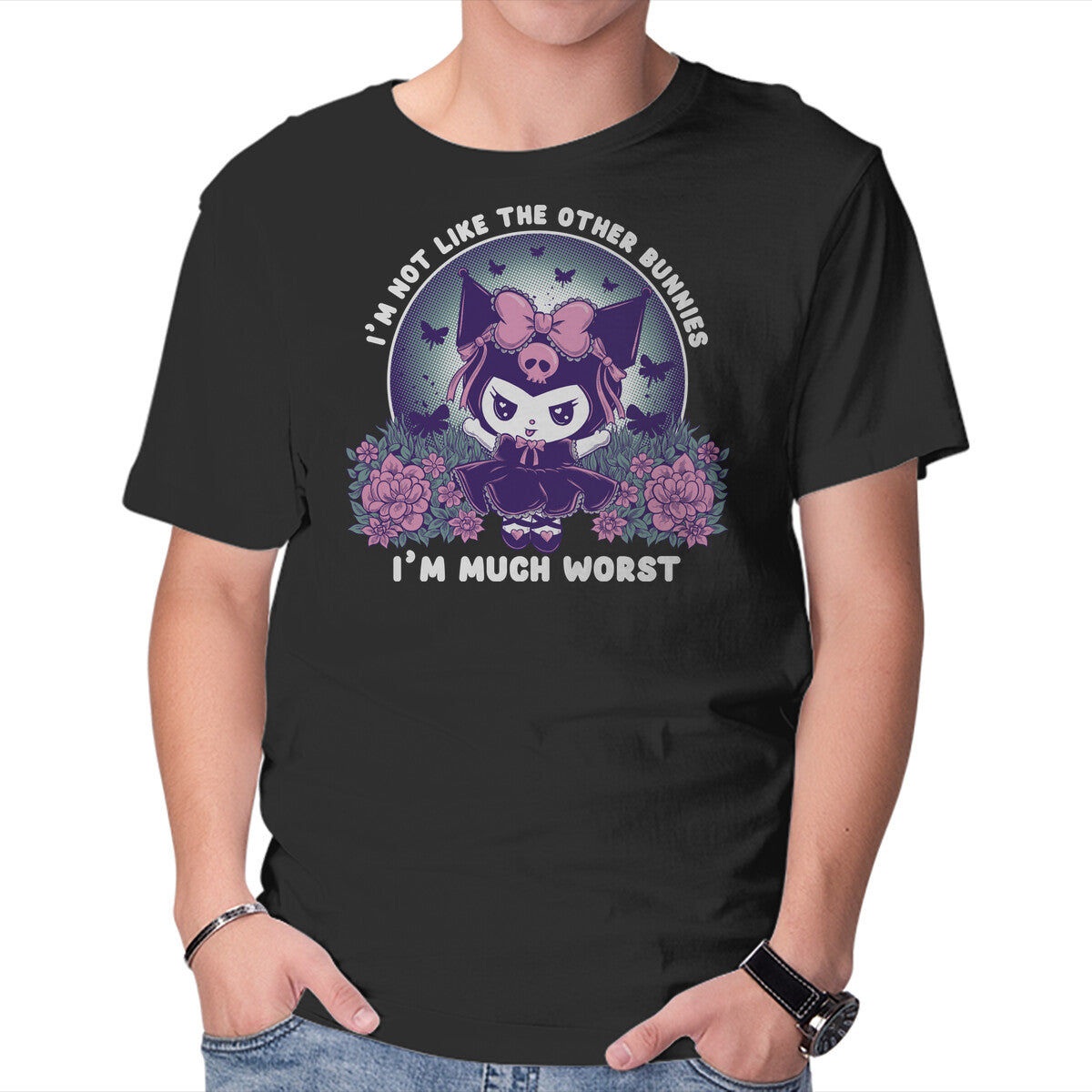 Unisex Crew Neck T-Shirt Worst Bunny Graphic Short Sleeve Casual Tee S