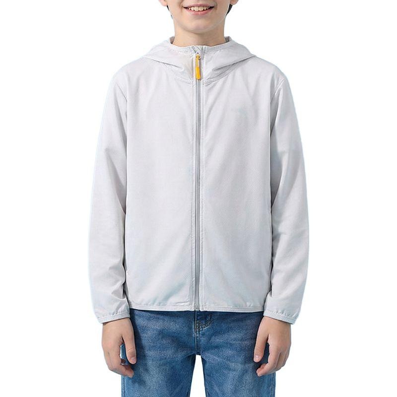 Kids Lightweight Hooded Sunscreen Coat Outdoor Sun Protection Jacket