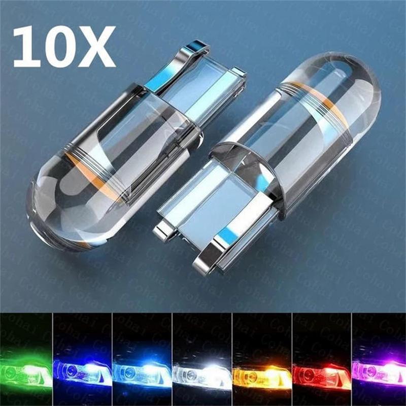 10PCS T10 W5W COB LED Bulbs Car Wedge Parking Lights White Light Auto License Plate Lamps Dome Read Lights 12V Universal