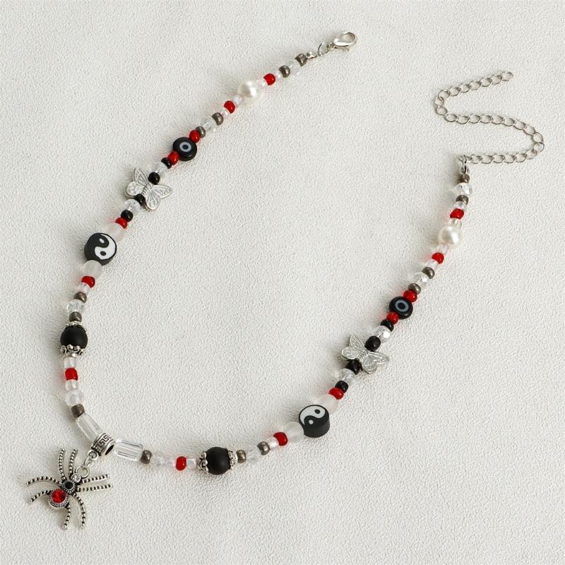 Diamonds Spiders Exaggerated Clavicle Chain Female Temperament Handmade Beaded All-matched Crystal Stone Necklace