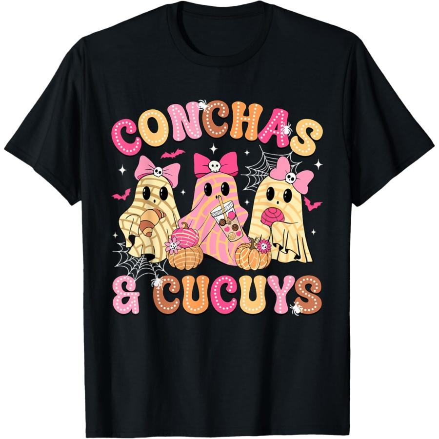 Cute Conchas And Cucuys Ghost Funny Mexican Halloween Ghost T-Shirt S