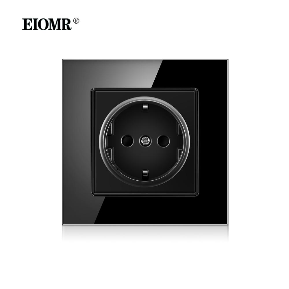 

EIOMR EU Черный сенсорный выключатель света с USB розеткой Настенные светодиодные выключатели 1/2 клавиши Панель из хрустального стекла Синяя подсветка Настенный выключатель No USB Single Socket