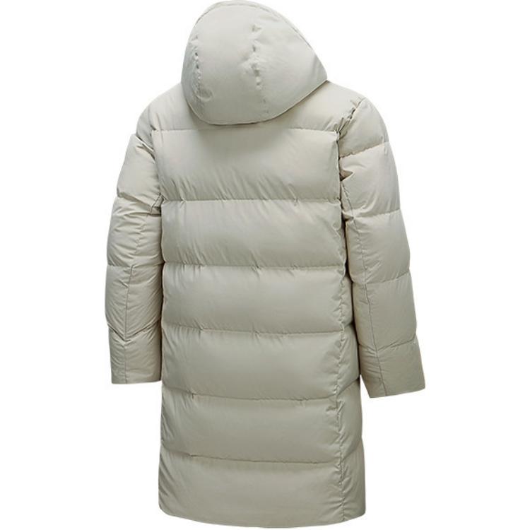 Anta Training Series Sports Casual Simple Solid Color Hooded Zipper Warm Loose Down Jacket Women Outerwear Dune-Gray 162517906-1