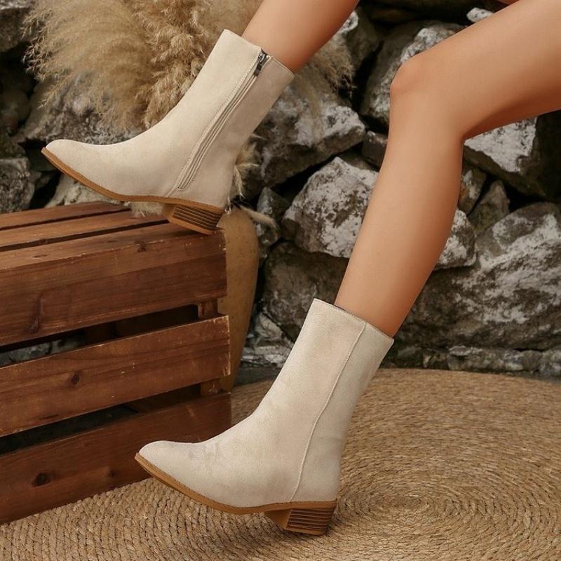

Fashiable New Comfortable Wear-resistant and N Slip Women s Boots Winter Sexy and Elegant Solid Color Pointed Walking Boots 43 бежевий
