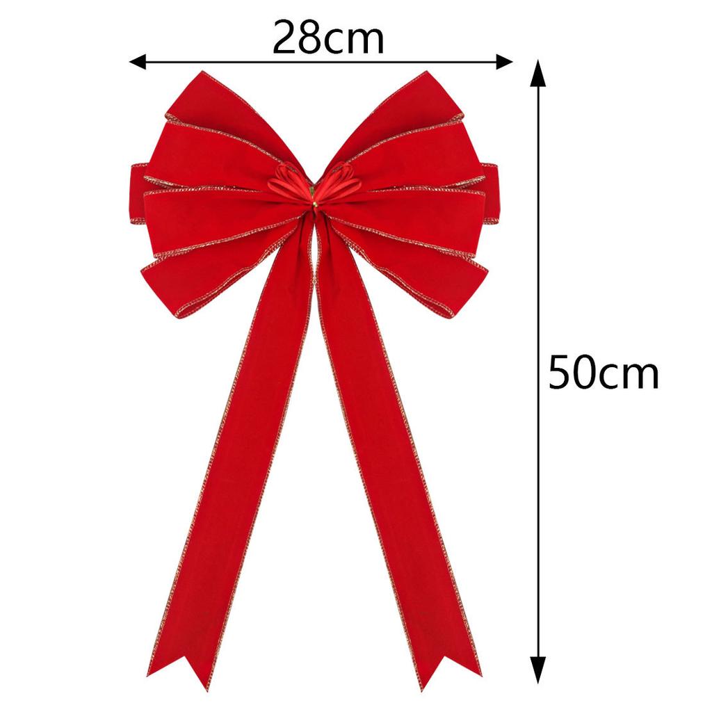 Red Christmas Bows Outdoor Decorations Large Christmas Tree Top Bow Velvet Wreath with Glitter Gold Edge Front Door Decoration