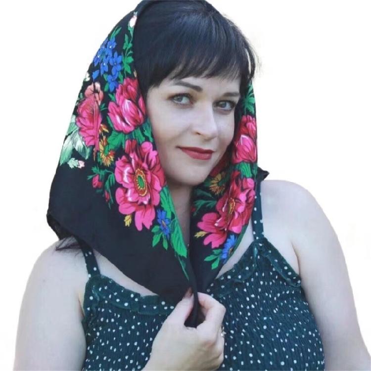 Women Flower Head Scarf Easy Care Wrinkle Resistant Polyester Wrap For Outdoor Activity Daily Fashion