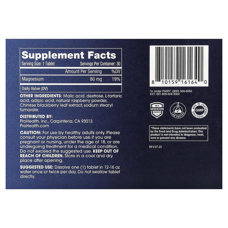 Molecular Hydrogen Longevity Water Tablets, Natural Raspberry, 30 Effervescent Tablets (80 mg per Tablet)